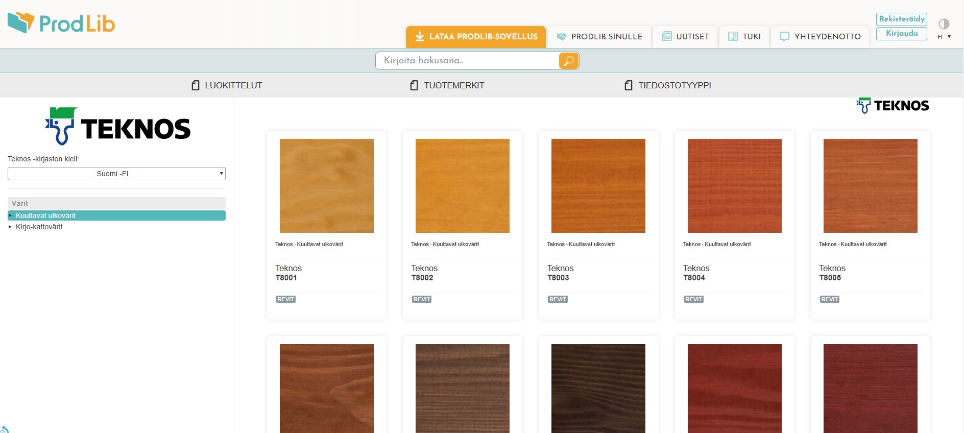 Kuvakaappaus ProdLib tuotekirjastosta